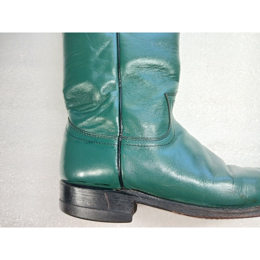 Justin Women's Green Leather Cowboy Boots – Size 4.5 – Made in USA - Picture 9 of 16